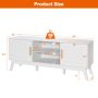 TV Stand Entertainment Media Console with 2 Rattan Cabinets and Open Shelves - Image 3
