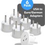 OREI American USA to European Schuko Germany Plug Adapters CE Certified Heavy Duty - 6 Pack - Perfect for Travelling with Cell Phones, Laptops, Cameras & More - Image 6