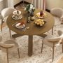 47 Inches Round Dining Table with Solid Acacia Wood Legs for 4-6 Person - Image 1