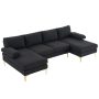 Modern U Shape Sectional Sofa 2 Chaise Lounge Couch Black - Image 2