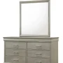 5 piece Amalia Queen Champagne Silver Upholstered Panel Bedroom Set - Image 5