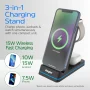 Energizer - 3-in-1 15W Qi Certified Wireless Fast 15W Charger Charging Station/Stand w/ RGB Light for iPhone + AirPods + Apple Watch - Black - Image 4
