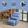 Blue Folding Lazy Floor Chair Sofa with Armrests and Pillow - Image 5