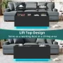 Hommpa LED Lift Top Coffee Table with Storage Modern Coffee Tables for Living Room Rectangle High Gloss Center Table with 2 Drawers - Image 6