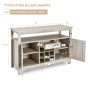 Costway Kitchen Buffet Sideboard with Wine Rack Free Standing Storage Cabinet Gray - Image 3