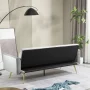 71 Inches Velvet Futon Sofa Bed with 2 Pillows,Modern Convertible Futon Couch with 3 Adjustable Backrest Angles and Gold Metal Feet,Suitable for Apartment,Living Room,Small Space,Gray - Image 6