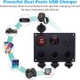 Cllena Dual USB Socket Charger 2.1A&2.1A + LED Voltmeter + 3-Socket 12V Cigarette Lighter Power Outlet Adapter + ON-Off Toggle Switch Multi-Functions Panel for Car Marine Boat Rv Truck Mobiles (Red) - Image 4