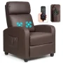 Costway Spring PU leather for Home Theater Adjustable Recliners with Padded Seat, Brown - Image 2