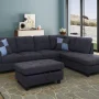 AYCP Furniture 3 - Piece L - Shape Sectional Sofa Set, Right Hand Facing Chaise, LINEN Upholstery Material, Dark Grey / Gray Color, More Colors & Styles Available - Image 2