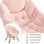 PAPROOS Lazy Chair with Foldable Ottoman, Flannelette Fabric Accent Chair and Footrest Stool Set, Comfy Lounge Arm Chair with Footstool Set, Reading Chair Leisure Sofa Chair for Living Room, Pink - Image 5