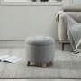 Better Homes & Gardens Round Tufted Storage Ottoman, Gray Faux Linen - Image 6