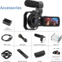 OIEXI 4K Camcorder Vlogging Camera for Youtube Ultra HD 4K 48MP Video Camera with Microphone & Remote Control Wifi Digital Camera 3.0" IPS Touch Flip Screen IR Night Vision 2 Batteries - Image 6