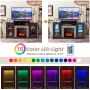 Costway Fireplace TV Stand with Led Lights & 18'' Electric Fireplace For 65" Wall-Mounted TV Dark Brown - Image 6