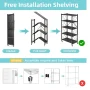 COOKCOK 4-Tier Storage Shelving Unit, Metal Shelf, Foldable Storage Shelf with Wheels, 27.9"x13.4"x49.72" Garage Shelf, Metal Storage Rack, Kitchen Shelf with 4 Hooks, No Assemble Require - Image 3