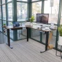 63 in. L-Shape Brown Large Electric Height Adjustable Corner Sit-Stand Desk - Image 2