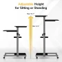 Height Adjustable Rolling Stand-Up Desk Computer and Laptop Workstation in Silver - Image 5