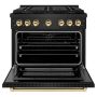 ZLINE - 36 in. Wide 6 Burner 5.2 cu. ft. Autograph Paramount Dual Fuel Freestanding Range w/ DuoPro Cooktop & Gold Accents - Black Stainless Steel - Image 2