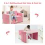 Pink Multi-functional Convertible Kids Play Sofa and Table Chair Set - Image 5
