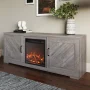 BELLEZE 58" Farmhouse TV Stand Media Entertainment Center For TVs up to 65" with 18" Fireplace - Hilo (Gray Wash) - Image 2