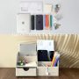UnionBasic Desk Organizer, Blue Original Size - Multi-functional Leather Desktop Office Organizer, Pen Holder for Business Card/Pen/Pencil/Mobile Phone/Stationery Holder Storage Box - Image 6