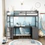 Longrune Stairway Twin Over Full Bunk Bed with Slide & Storage Drawers,Multifunctional Bunkbeds with Staircase,Sturdy Pinewood Bedframe,for Kids Bedroom,Space Saving Design, Grey - Image 1