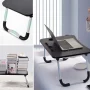 PHANCIR Foldable Lap Desk, 23.6 Inch Portable Wood Laptop Desk Table Workspace Organizer Bed Tray with iPad Slots, Cup Holder and Drawer, Anti-Slip for Working Reading Writing, Eating, Watching-Black - Image 6