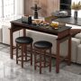 3-Piece Home Bar Set with 2 Upholstered Bar Stools, Outlets and USB Ports - Image 2