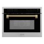 ZLINE - Autograph 24 in. 1.6 cu ft. Built-in Convection Microwave Oven and Champagne Bronze Helix Handle - Stainless Steel - Image 1