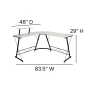 Emma + Oliver L-Shaped Computer White Desk, Gaming Desk, Home Office Desk, Black Frame - Image 5