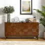Kamis Modern Walnut 60 in. Hexagonal Embellishments Sideboard with Solid Wood Legs - Image 6