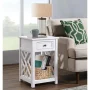Coventry 15.75 in. Square Wood End Table with Drawer and Shelf, Traditional or Modern Style White Accent Table - Image 4