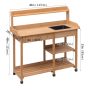 Fir Wood Potting Bench with Open Shelves and Sink for Planting - Image 4