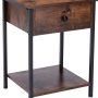 DYHOME Nightstand, Side Tables, End Table,Telephone Table,Vintage Industrial Nightstand with Storage Drawers and Storage Panels, Bedroom Side Tables - Image 6