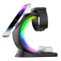 4 In 1 Magnetic Wireless Charger Fast Charging For Smart Phone Atmosphere Light Charging Station For Airpods Pro I-phone Watch - Black - Image 4