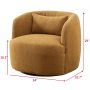 34" Wide Brown Bouclé Swivel Barrel Accent Chair with Pillow, Modern Upholstered Armchair - Image 6