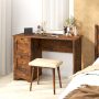 Rustic Brown Wooden Computer Desk Workstation with 3 Drawers for Home and Office - Image 4
