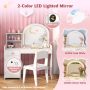 Kids Vanity Table and Chair Set with Shelves Drawer and Cabinet - White - Image 6