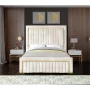 Meridian Furniture Dolce Solid Wood and Velvet Queen Bed in Cream - Image 4
