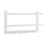 29 in. W White MDF 2-Tier Floating Decorative Wall Shelf with Hooks and Ledges - Image 1