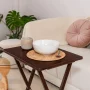 Mainstays 5-Piece Rubberwood Folding TV Tray Table Set of 4 with Storage Rack, Walnut - Image 5
