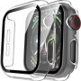 Tauri 2 Pack Hard Case Compatible for Apple Watch SE Series 6 5 4 44mm Built in 9H Tempered Glass Screen Protector Slim Bumper Touch Sensitive Full Protective Cover Compatible for iWatch 44mm - Clear - Image 2