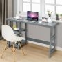 Wooden Trestle Computer Desk with 2-Tier Removable Shelves - Image 2