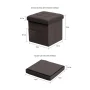 Lavish Home 15-inch Folding Tufted Faux Leather Storage Ottoman with Pocket (Brown) - Image 3