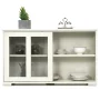 Topbuy Wooden Buffet Cupboard Kitchen Storage Sideboard Glass Sliding Door Cream White - Image 3