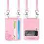 Z Flip 3 Case, Galaxy Z Flip 3 Wallet Case, Allytech Premium PU Leather Protection Wallet Case with Cards Holders Shoulder Strap Phone Cover Case for Samsung Galaxy Z Flip 3 2021 5G, Pink - Image 2