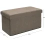 Simplify Faux Linen Double Folding Storage Ottoman, Natural Beige - Image 3