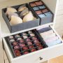 Qozary 4 Pack Foldable Drawer Organizers, Sock and Underwear Drawer Organizer Clothes, Desk Closet Fabric Organizer and Storage Drawer Dividers for Dresser Panties Underwear Bra Socks - Image 3