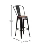 30.5 in. Black-Antique Gold/Walnut Elm Bar Stool, High Back, Bar Height 28-33 in. - Image 3