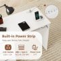 Computer Desk with Power Outlet Keyboard Tray and 3 Large Drawers - White - Image 6