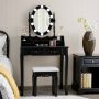 Makeup Dressing Table with Touch Switch Lighted Mirror and Cushioned Stool - Image 2
